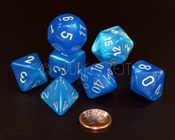 Chessex Velvet Bright Blue w/silver  (Würfel mit Zahlen)