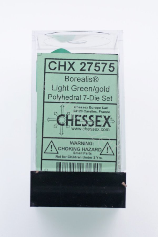 Chessex Poly Borealis Light Green w/gold (7 Würfel)