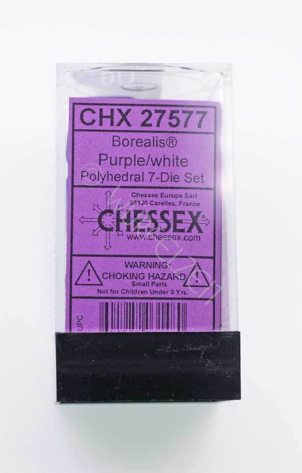 Chessex Poly Borealis Purple w/white (7 Würfel)