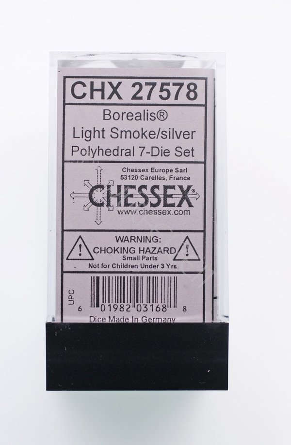 Chessex Poly Borealis Light Smoke w/silver (7 Würfel)