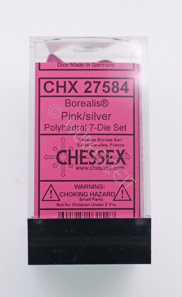Chessex Poly Borealis Pink w/silver (7 Würfel)