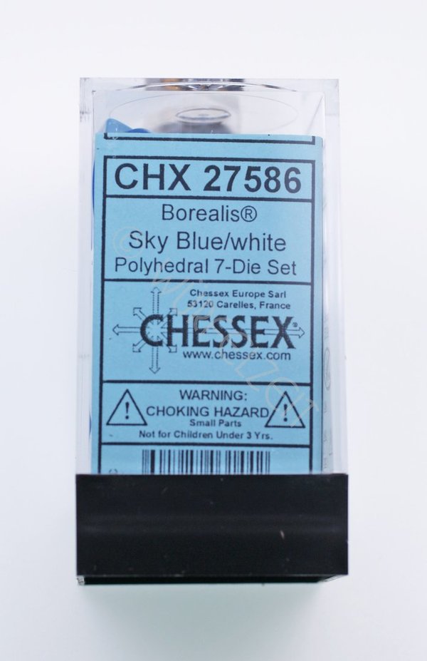 Chessex Poly Borealis Sky Blue w/white (7 Würfel)
